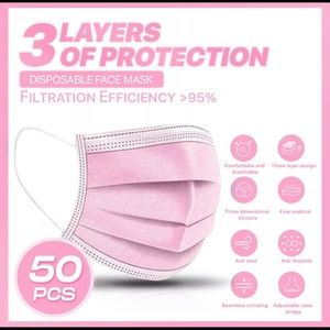 50pcs unisex Pink or black 4-ply disposable face masks